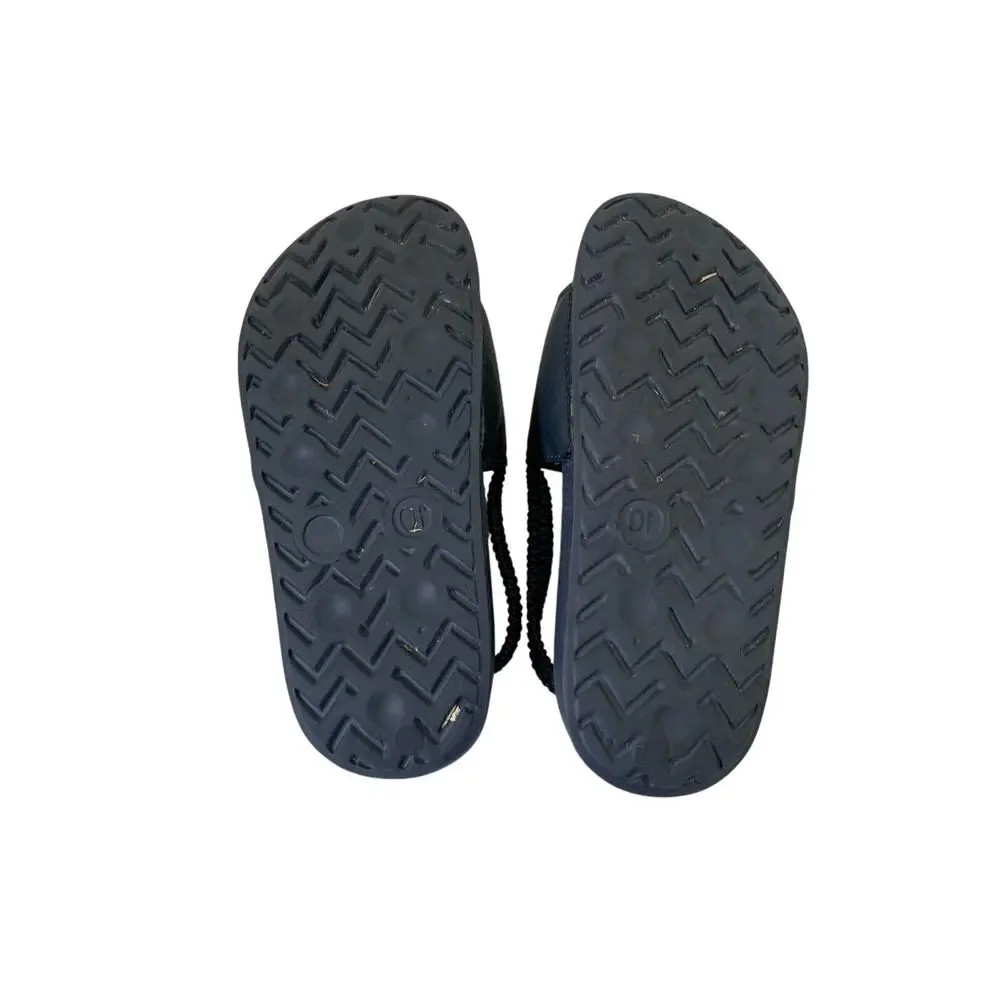 Kidpik‎ Boys Navy Blue Dinosaur Graphic Slide Sandals Elastic Back Strap 9/10